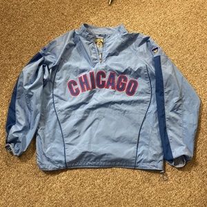 Chicago Cubs Majestic Cooperstown Vintage Pullover Windbreaker Jacket Mens Large